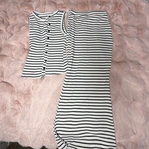 SHEIN Black and White Striped Skirt Set